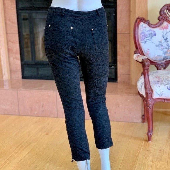 Javier Simmora Cropped Jacquard Pants Black Size 2 - Picture 5 of 8